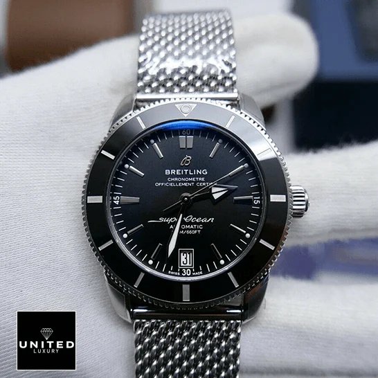Breitling Superocean Heritage II B20 AB2020121B1A1 Breitling Superocean Heritage Black Dial Steel Bracelet Replica front view
