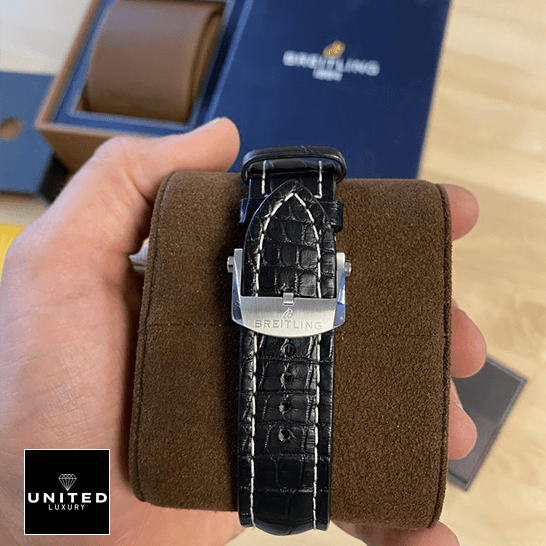 Breitling Premier Chronograph AB0118221G1P1 Breitling Black Leather Bracelet Steel Replica on the stand