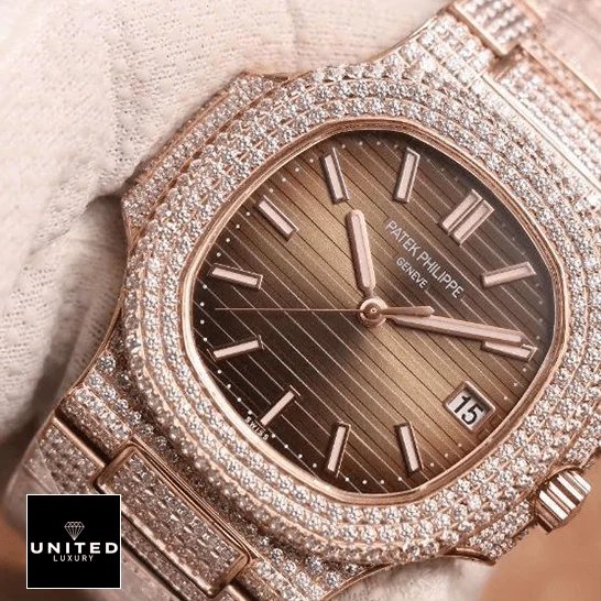 Patek Philippe Nautilus 5711-R8 Jumbo Iced Out Brown Dial Replica