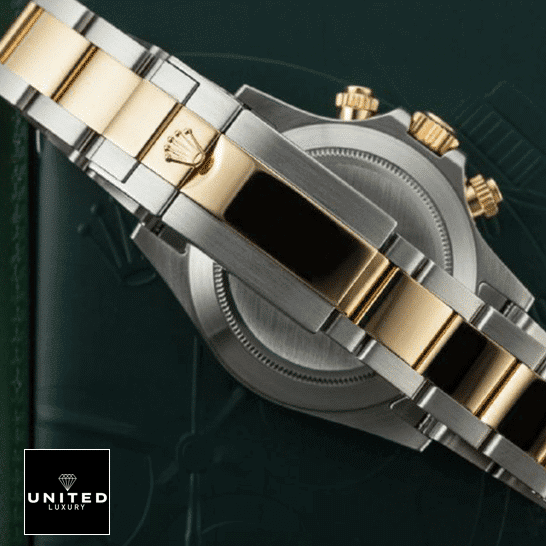 Rolex Daytona 116508-0004 Two Tone Oyster Bracelet Replica Fold Clasp on the Rolex Logo