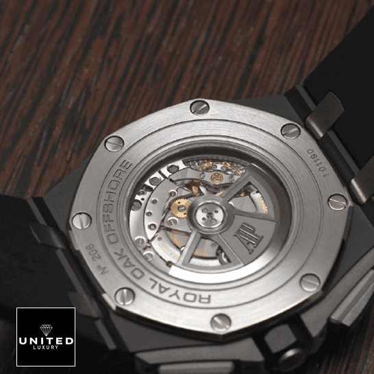 Audemars Piguet Royal Oak Offshore 26402CE.OO.A002CA.01 Super Accurate Clone audemarspiguet royaloakoffshore 26402CE.OO .A002CA.01 replica back Audemars Piguet Royal Oak 26402CE.OO_.A002CA.01 Replica steel clasp