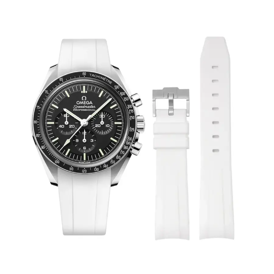 0eea994fdb3064181be87937835e793f3826fe98 Omega – Speedmaster – Rubber Strap – White - Image 1