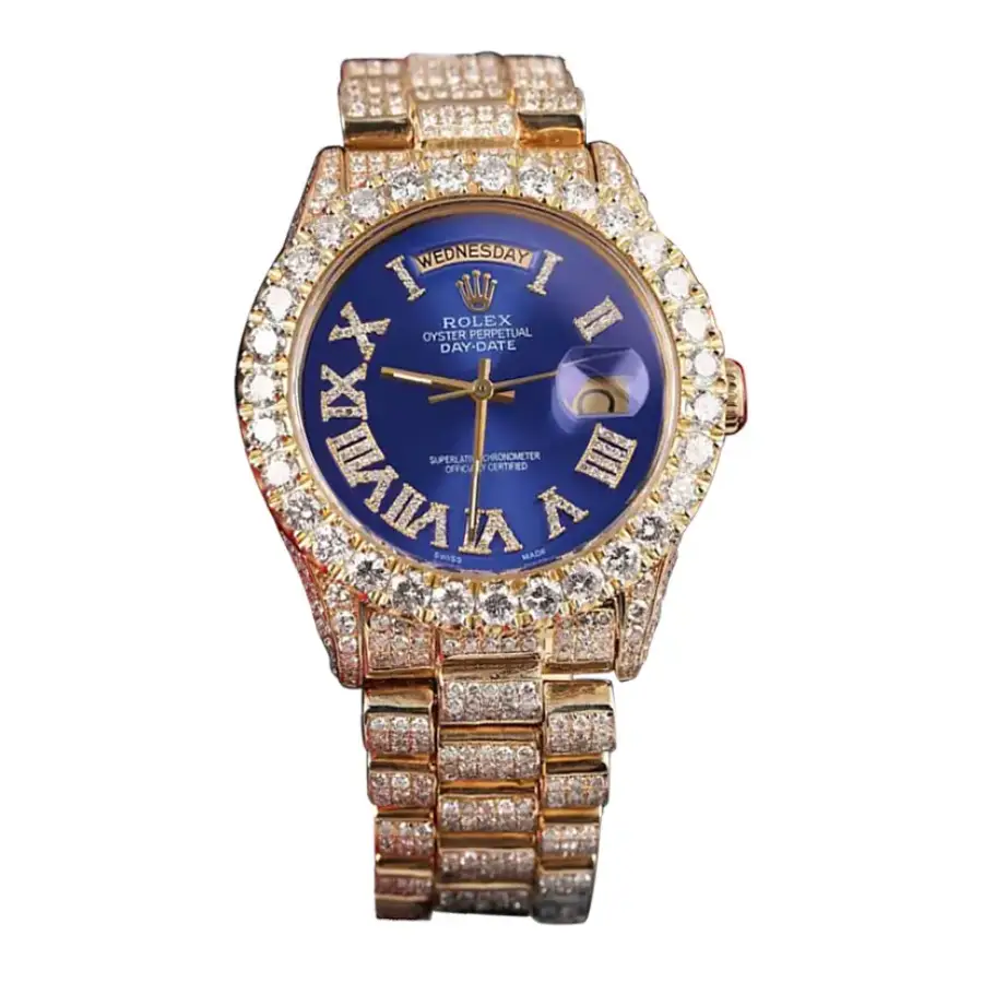 1052bcf620e98493d9a0c516acd860d69b6f38e1 Rolex Day-Date 18038 “Iced Out” Hight Fidelty Super Clone - Image 1