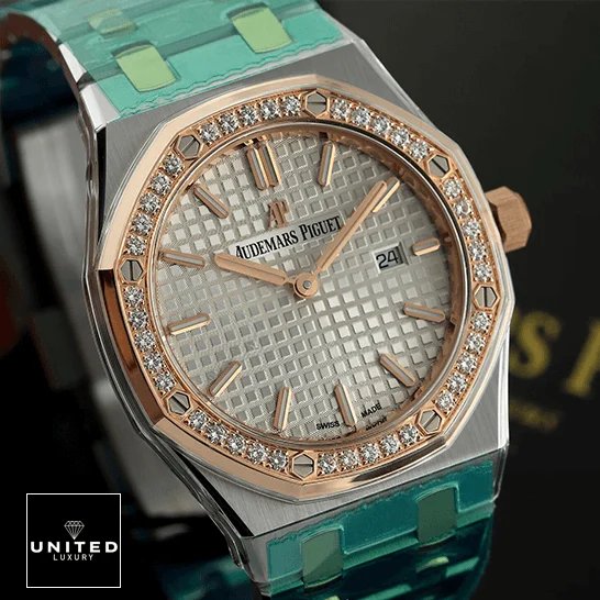 Audemars Piguet Diamond Bezel White Dial Replica on the ap box