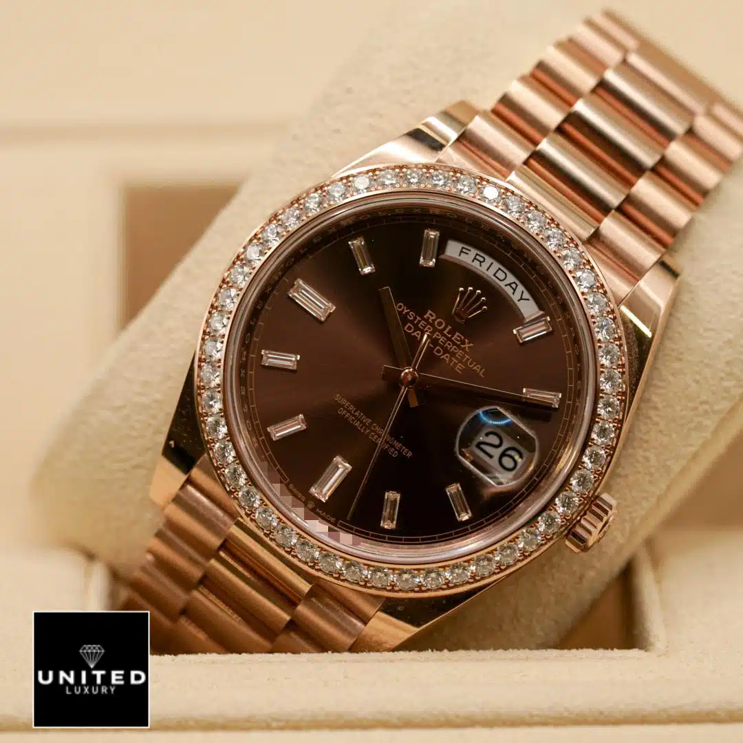 Rolex Day-Date 228345RBR Rolex Day-Date 40 228345RBR Chocolate Dial Diamond Indices Replica