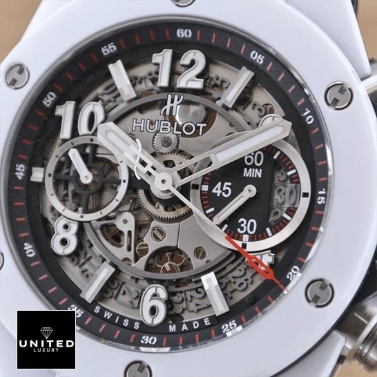 Hublot Big Bang Unico Hublot White Bezel 411.HX_.1170.RX Black Dial Replica red second hand