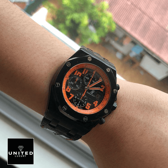 Audemars Piguet Royal Oak Offshore 26200SN.OO.D101CR.01 Audemars Piguet Royal Oak Orange Dial Replica on the man wrist