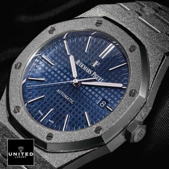 Audemars Piguet Royal Oak 67653BC.GG.1263BC.02 Frosted AP Replica Blue Dial on the black backround