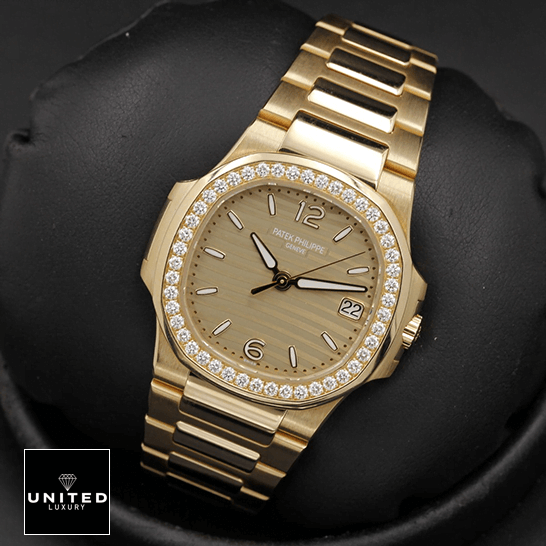 Patek Philippe Nautilus 7010/1R Patek Philippe Nautilus 70101R-012 Rose Gold Bracelet Replica black background