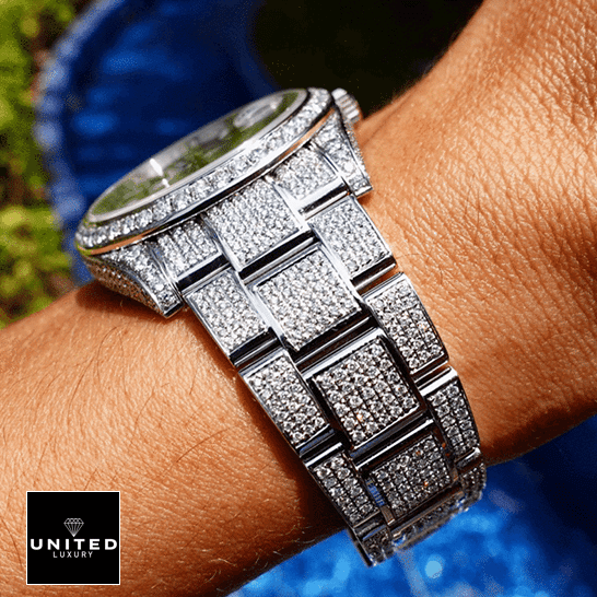 Rolex Datejust 126300 Rolex Datejust 126300 Diamond Custom Bracelet Replica on his arm
