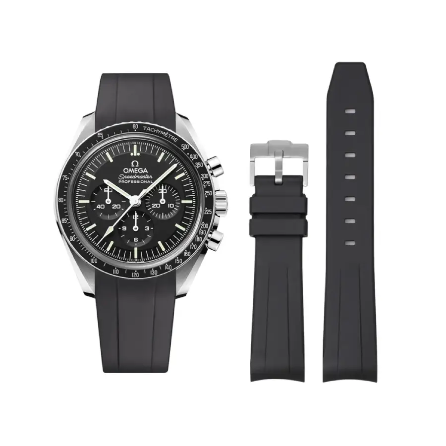 23b36a1bbd85b22a71c7b0c115366881562b75fc Omega – Speedmaster – Rubber Strap – Black - Image 1