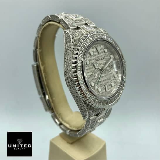 Rolex GMT-Master II 116759SARU Rolex GMT-Master II Custom Diamond Set Case 116710LN Iced Out Replica left side