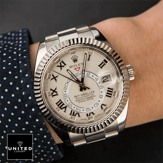 Rolex Sky-Dweller 326939 Rolex Sky-Dweller White Dial 326939 Replica on his arm