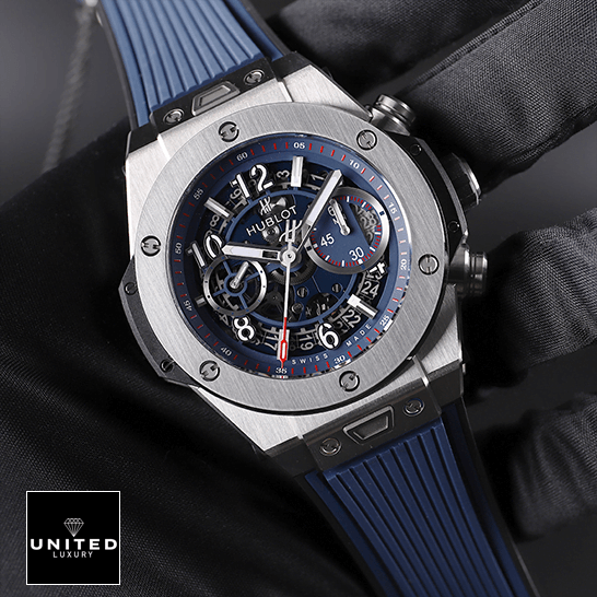 Hublot Big Bang Unico 411.JX.4802.RT Hublot Big Bang Unico Blue 84.394.-5471.NL_.7112.RX Replica on the hand