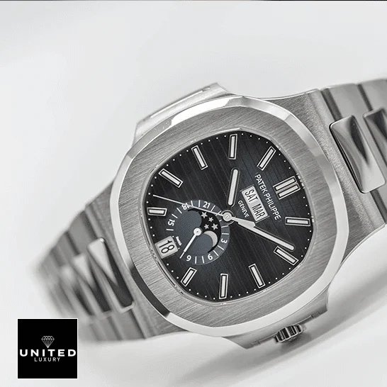 Patek Philippe Nautilus Patek Philipe Grey Dial Nautilus 5726_1A-001 Steel Bezel Replica side view white background