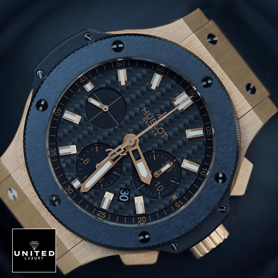 Hublot Big Bang 301.PB.131.RX Hublot Big Bang 301.PM_.1780.RX Gold Case Black Bezel Replica fornt view