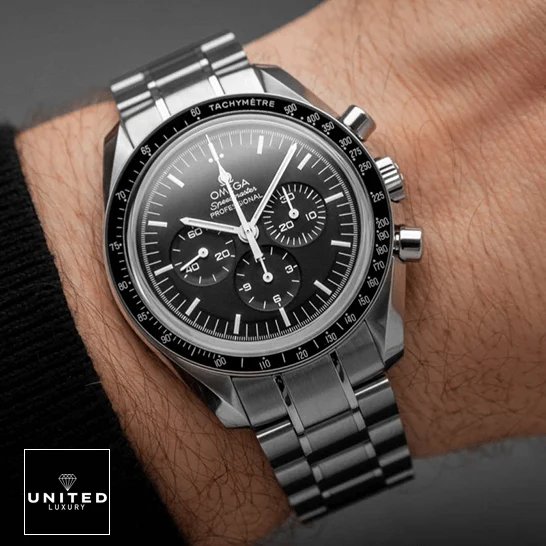 Omega Speedmaster Professional Black Dial Replica on the wrist
