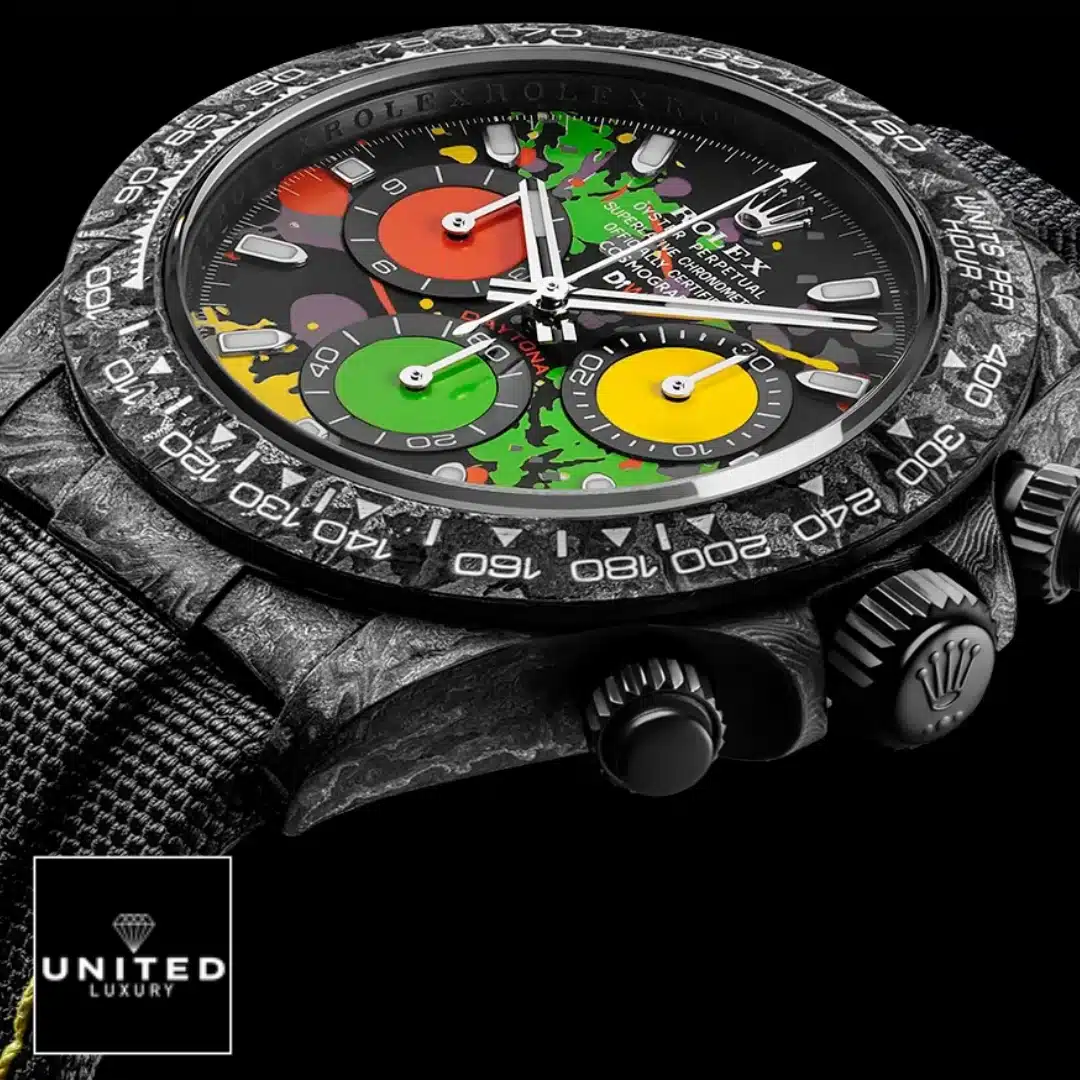 Rolex Daytona Rolex Daytona Carbon Rainbow Dial Black Button & Crown Pusher 4130cr Replica