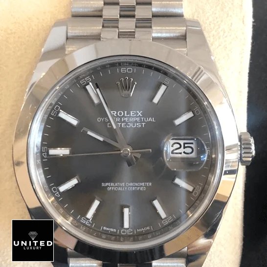 Rolex Datejust 126300 Grey Dial Perfect Clone Edition rolex datejust 126300 0008 replica front rolex-datejust-126300-0008-replica-front