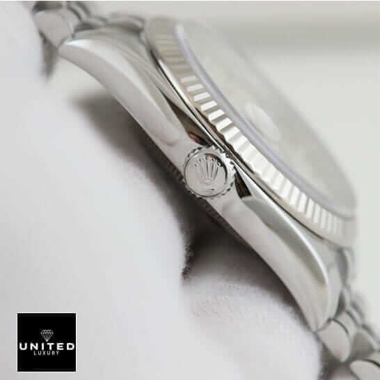 Rolex Datejust 178274 Rolex Datejust Steel Crown Pusher Right Side