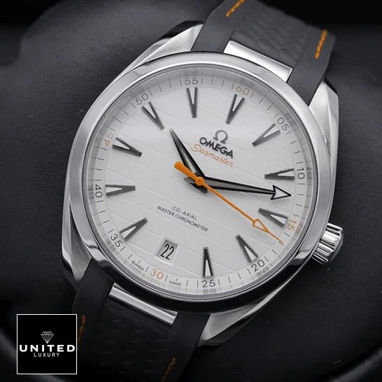 Omega Seamaster Aqua Terra Co-Axial Master Chronometer 220.12.41.21.02.002 Pro Clone 1:1 omega aqua terra 220.12.41.21.02.002 replica tiltedright Omega Aqua Terra 220.12.41.21.02.002 White Dial Replica orange second hand