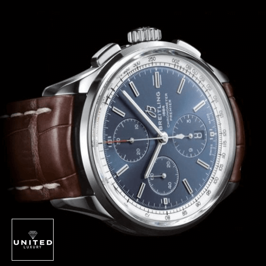 Breitling Premier B01 Chronograph A13315351C1P2 Breitling Premier Automatic Chronograph Blue Dial Brown Leather Bracelet Replica