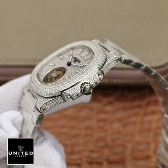 Patek Philippe Sky Moon Tourbillon 6002R Patek Philippe Tourbillion 6980 White Dial Iced Out Replica side view