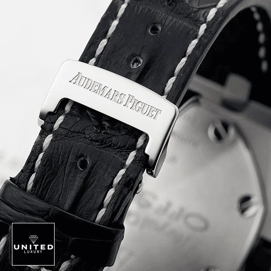 Audemars Piguet Black Leather Bracelet Steel Clasp Replica upside view