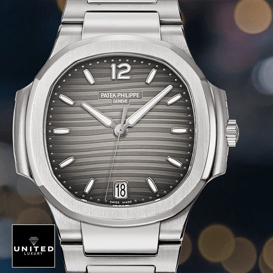 Patek Philippe Nautilus 7118/1A Patek Philippe Nautilus 71181A-011 Grey Dial Steel Bezel Replica front view