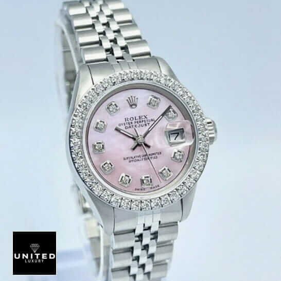 Rolex Datejust 126234 Rolex Datejust Pink Dial Diamond Bezel Replica white background