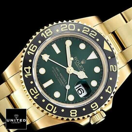 Rolex GMT-Master II 11678LN Premium Copy 1:1 rolex gmt green dial replica5 Rolex GMT Master Green Dial Gold Bracelet