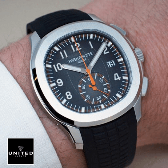 Patek Philippe Aquanaut Chronograph 5968A-001 Perfect Clone Edition patek philippe aquanaut Patek Philippe Aquanaut Geneve Black Dial Replica orange second hand