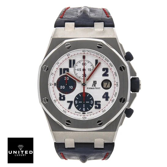 Ap Royal Oak 26208ST.OO_.D305CR.01 White Dial Blue Rubber Bracelet Replica front view
