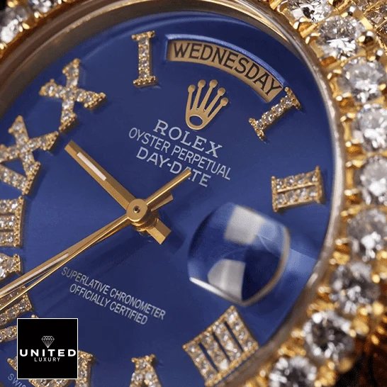Rolex Day-Date 18038 Rolex Day-Date 36 18038 Blue Dial Diamonds Romen Numerial Replica
