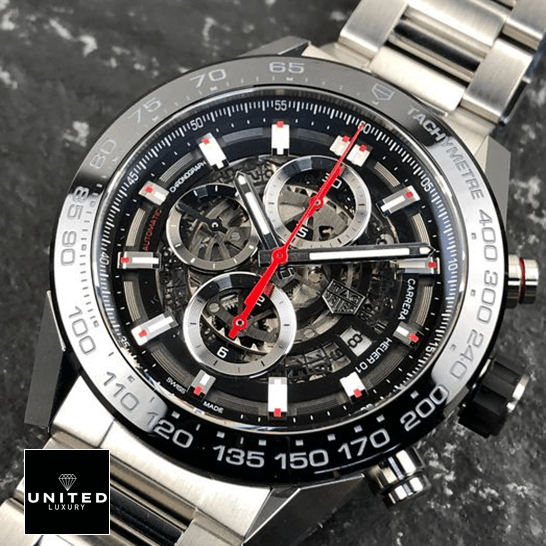 TAG Heuer Carrera 01 CAR2A1W.BA0703 Tag Heuer Black Bezel & Dial Red Second Hand Replica crown / push button