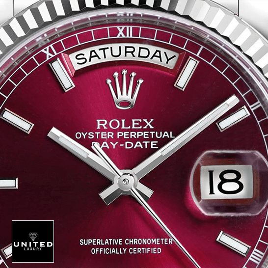 Rolex Day-Date 118239 Rolex day-date 118239-0304 purple dial replica sapphire crystal close view