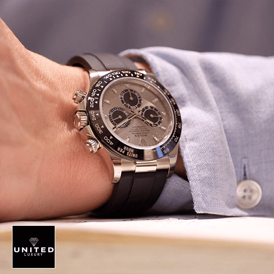 Rolex Daytona Rolex Daytona White Gold 116519LN-0024 Replica on is arm