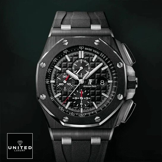 Audemars Piguet Royal Oak Offshore 26402CE.OO.A002CA.01 Super Accurate Clone audemarspiguet royaloakoffshore 26402CE.OO .A002CA.01 replica front Audemars Piguet 26402CE.OO_.A002CA.01 Black Dial Replica black background