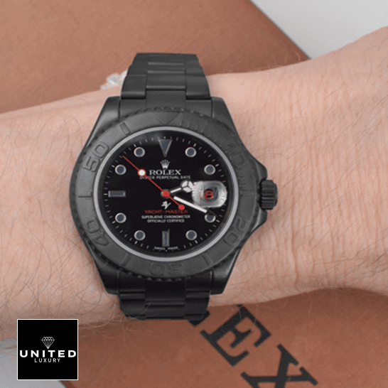 Rolex Yacht-Master 116622 Rolex Yacht Master Triple Red Titan Black Replica on the wrist