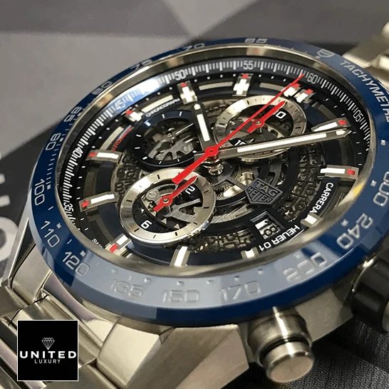 TAG Heuer Carrera 01 CAR201T Tag Heuer Carrera cAR201T.BA0766 Black Dial Blue Bezel Red Second Hand Replica