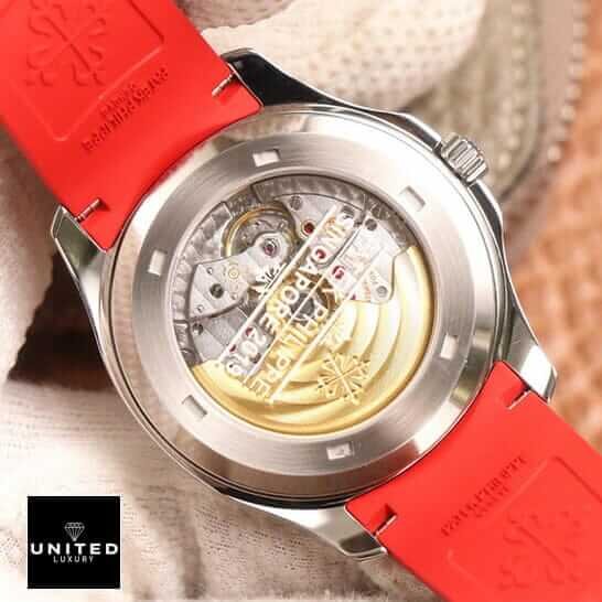 Patek Philippe Aquanaut 5167A Patek Philippe Geneve Steel Case Red Rubber Bracelet Replica upside view