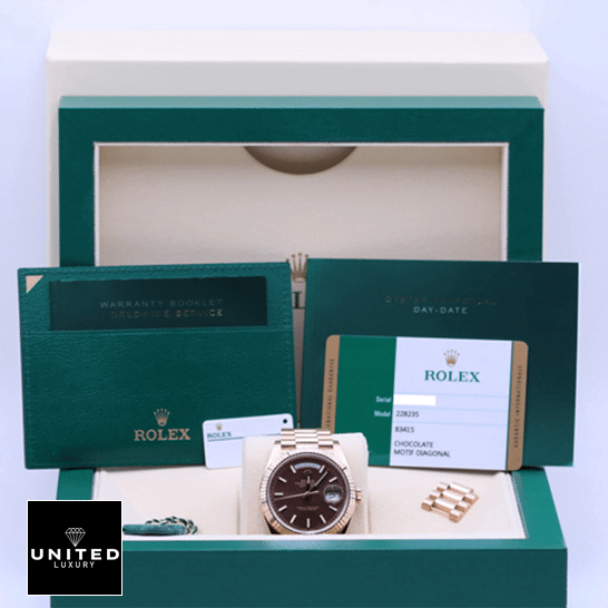 Rolex Day-Date 228235 Rolex Day-Date 228235 Chocolate Replica box and warranty card