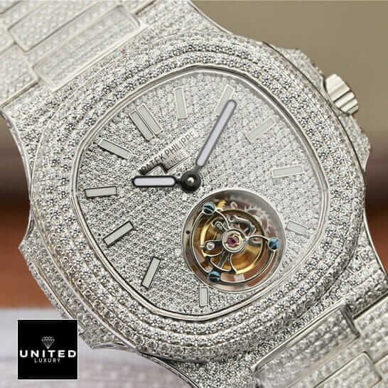 Patek Philippe Sky Moon Tourbillon 6002R Patek Philippe 6980 Tourbillion Diamıond Iced Out Replica front view