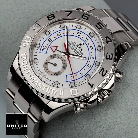 Rolex Yacht-Master II 116689 White Gold 1:1 Master Replica rolex yacht master 116689 0001 replica right Rolex Yacth Master White Dial 116689 Replica on the stone