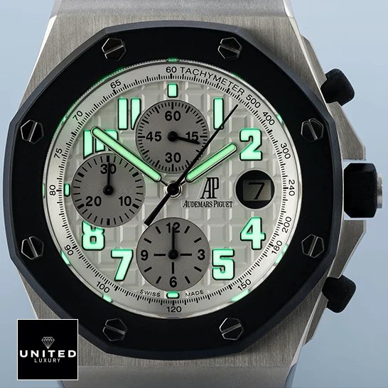 Audemars Piguet Royal Oak Offshore 25940SK.OO.D002CA.02.A AP Royal Oak 25940SK.OO_.D002CA.02 White Dial Replica dial phosphor