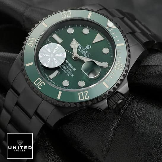 Rolex Submariner Blaken 116611N Rolex Blaken Green Dial on a Black Backround