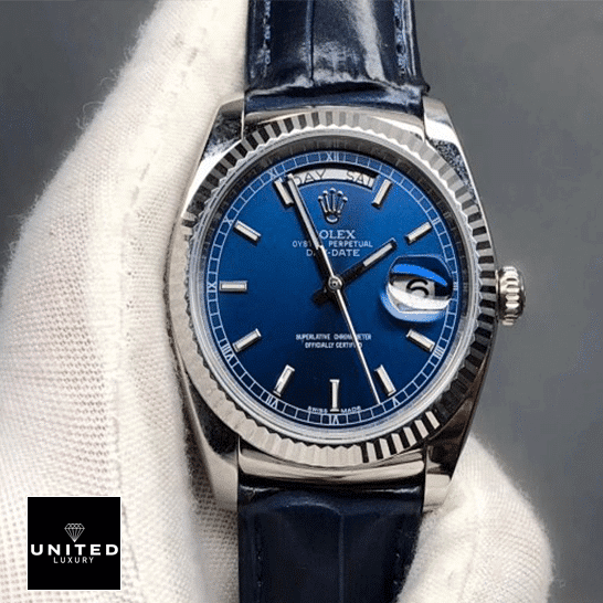 Rolex Day-Date 118139-0004 Rolex Day-Date 118139-0004 V5 Blue Dial Steel Bezel Replica