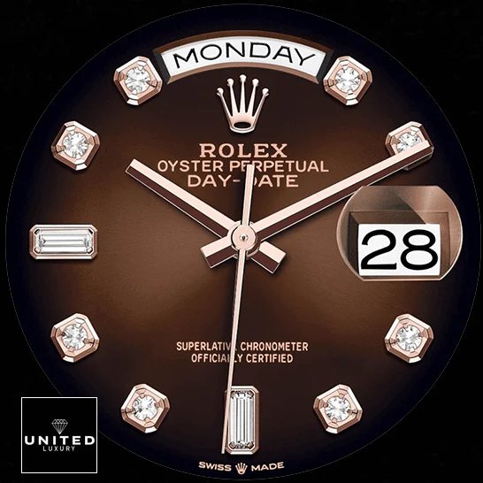 Rolex Day-Date 128235 Rolex Day-Date 36 128235-0037 Brown Ombre Diamond Indices Dial