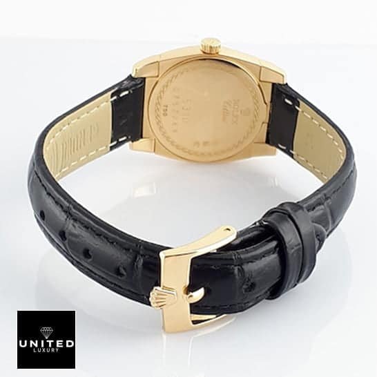 Rolex Cellini 5320/8 Geneve Rolex Geneve Cellini black leather bracelet rolex emblem on buckle