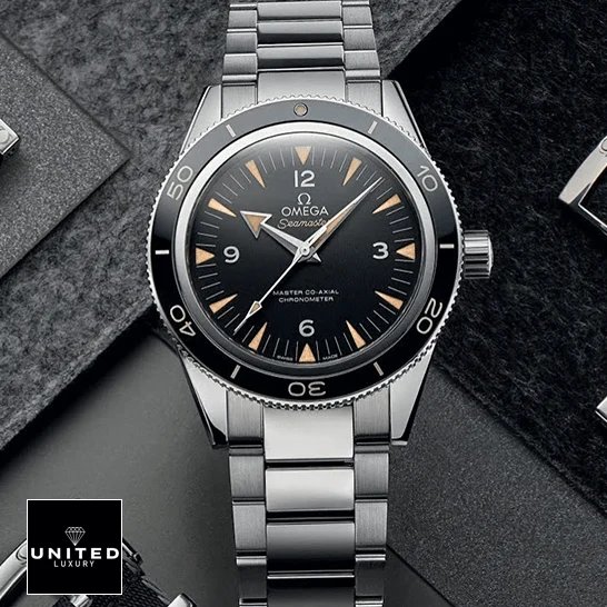 Omega Seamaster Omega Seamaster Black Dial 300m Co Axial Replica grey background